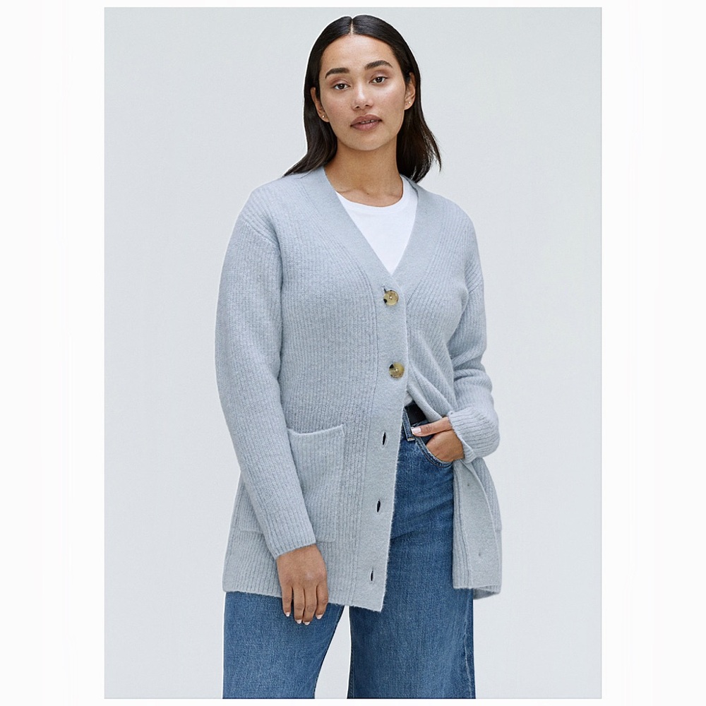 Everlane The Alpaca Oversized Cardigan Chambray Blue Large NWOT